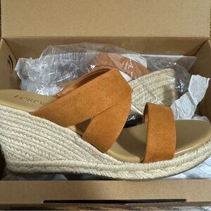New in Box, J. Crew Factory Espadrille Mule Wedges, Size 9, Pale Clay.